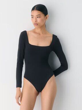 Babaton Long Sleeve Square Neck Black Headway Bodysuit